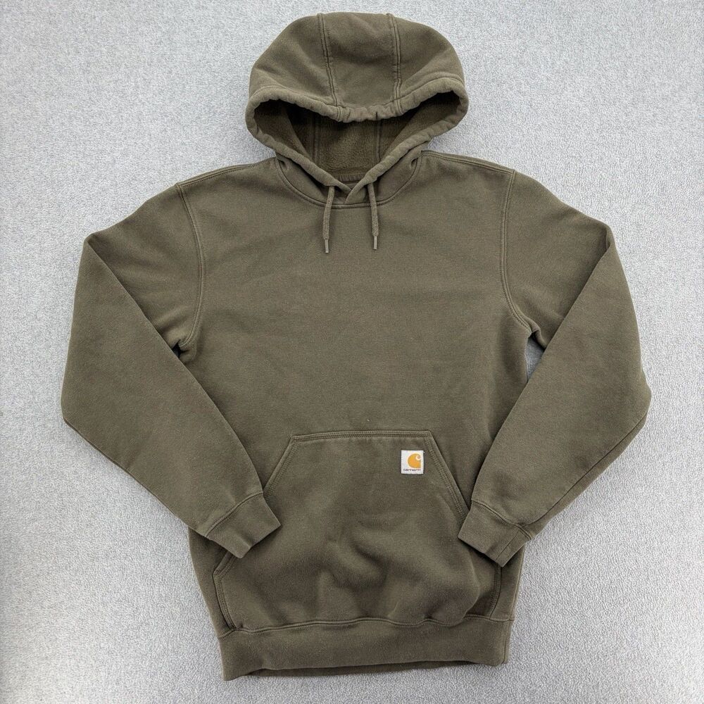 Carhartt Loose Fit Hoodie Mens Small Olive Green Pullover Workwear Sweatshirt